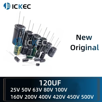 Švininiai inline elektrolitiniai kondensatoriai 120UF 25V 50V 63V 80V 100V 160V 200V 400V 420V 450V 500V