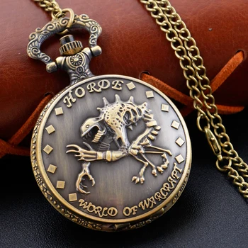 Žaidimo monstrų tema Kvarcinis kišeninis laikrodis Bronzinis senovinis FOB grandininis laikrodis Geriausia atostogų dovana berniukams ir vaikams