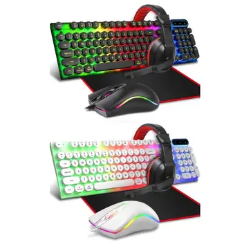 Žaidimų klaviatūra ir pelės bei pelės kilimėlis ir žaidimų ausinių LED RGB foninio apšvietimo paketas, skirtas kompiuterio darbo tyrimui 4 dropship
