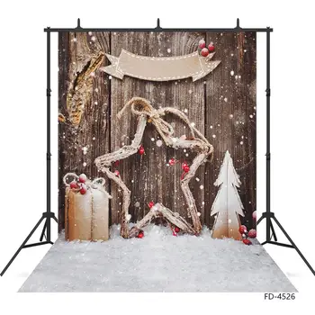 Žvaigždė Medinė lenta Sniegas Kalėdų fotografijos fonas Individualūs fonai Fotostudija vaikams Kūdikių šeimos fotobooth