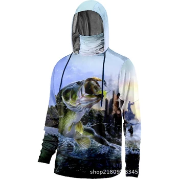 Žvejybiniai marškiniai Megztiniai su gobtuvu Veido užvalkalas Vyriški marškiniai ilgomis rankovėmis Džemperis su gobtuvu UV apsauga Veido kaukė Žvejybos drabužiai